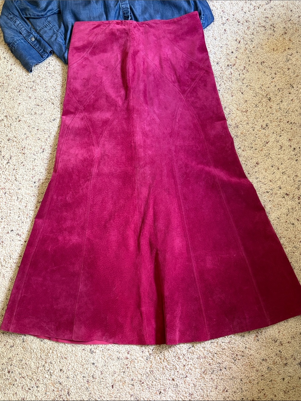 Danier Burgundy Suede A-Line Skirt